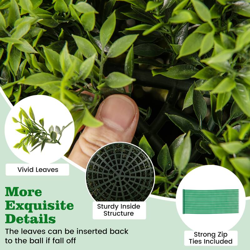 Gymax 2 PCS 20'' Faux Boxwood Topiary Balls w/ Sun-Protective PE