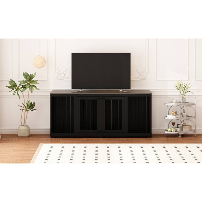 Large Dog Crate Furniture, 70" Dog Crate Kennel with Trays and Divider