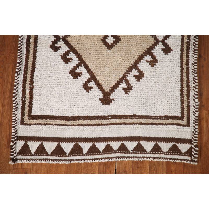 Beige Anatolian Turkish Runner Rug Handmade Wool Carpet - 3'1"x 11'2"
