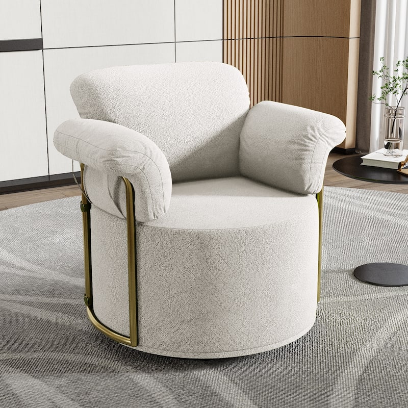 Upholstered 360 Degree Barrel Swivel Accent Sofa Chair