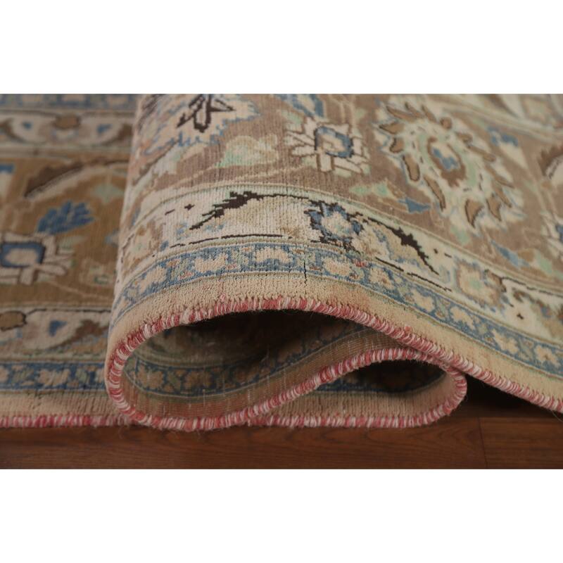 Hand Knotted Oriental 100% Wool Carpet Traditional Floral Peach Mashad Area Rug - 12' 5'' X 9' 4''