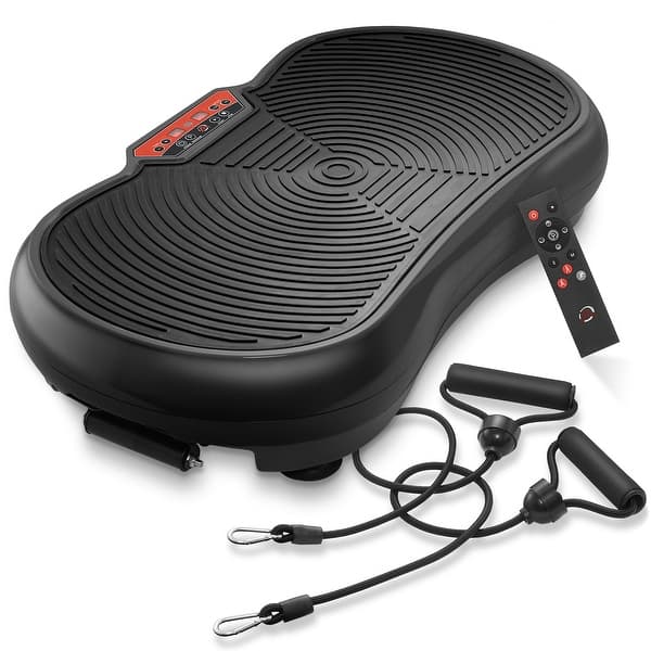 slide 8 of 8, Vibration Plate Exercise Machine with Resistance Bands Black