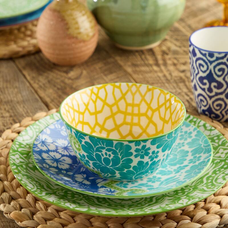 Certified International Pavillion 6" All Purpose 18 oz. Bowls, Set of 6 Assorted Designs - 6.00"L x 6.00"W x 3.00"H