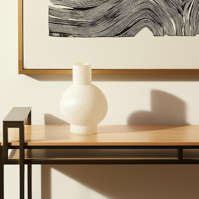 9" White Mottled Handblown Glass Table Vase - 6.89