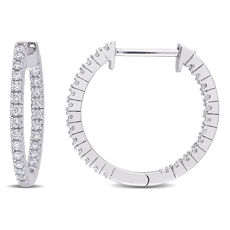 Miadora 3/4ct TDW Diamond Inside Outside Hoop Earrings in 10k White Gold