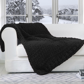 Cheer Collection Ultra Plush Chunky Cable Knit Throw Blanket