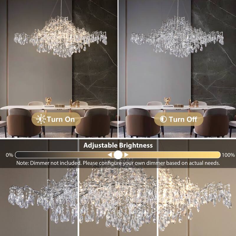 KAYLA 47.2" 14-Lights Gold Luxury Crystal Linear Chandelier