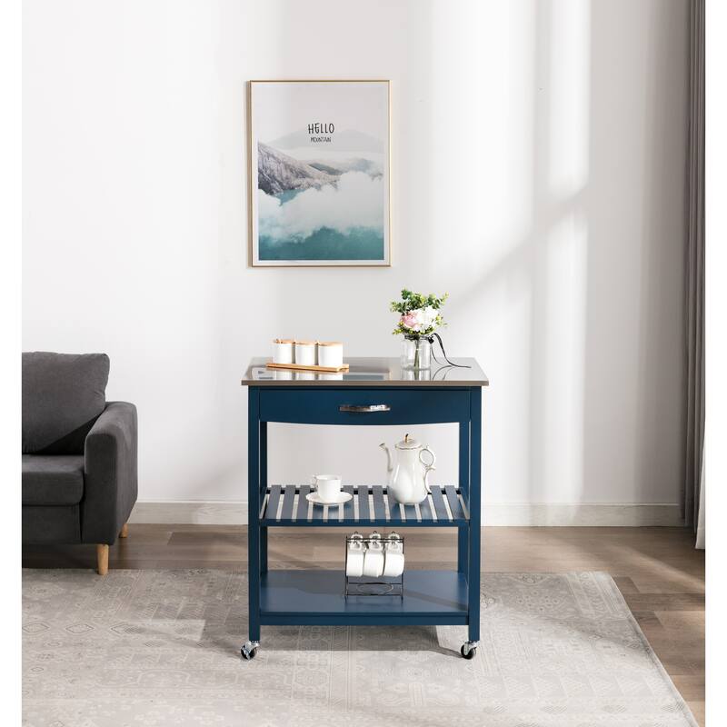 Holland Kitchen Cart With Stainless Steel Top