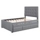 preview thumbnail 6 of 7, Full Size Upholstered Platform Bed with Pull-out Twin Size Trundle and 3 Drawers