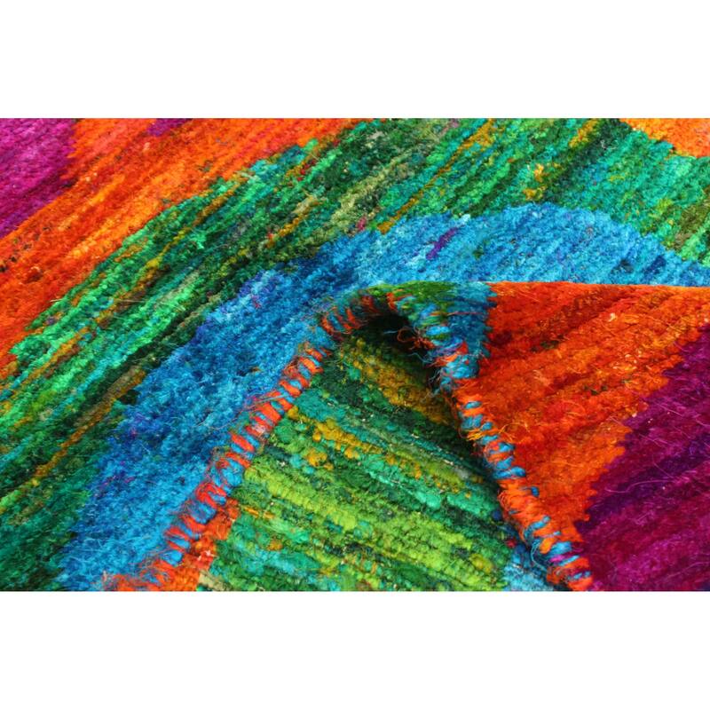 ECARPETGALLERY Hand-knotted Opulence Blue Silk Rug - 3'11 x 6'0