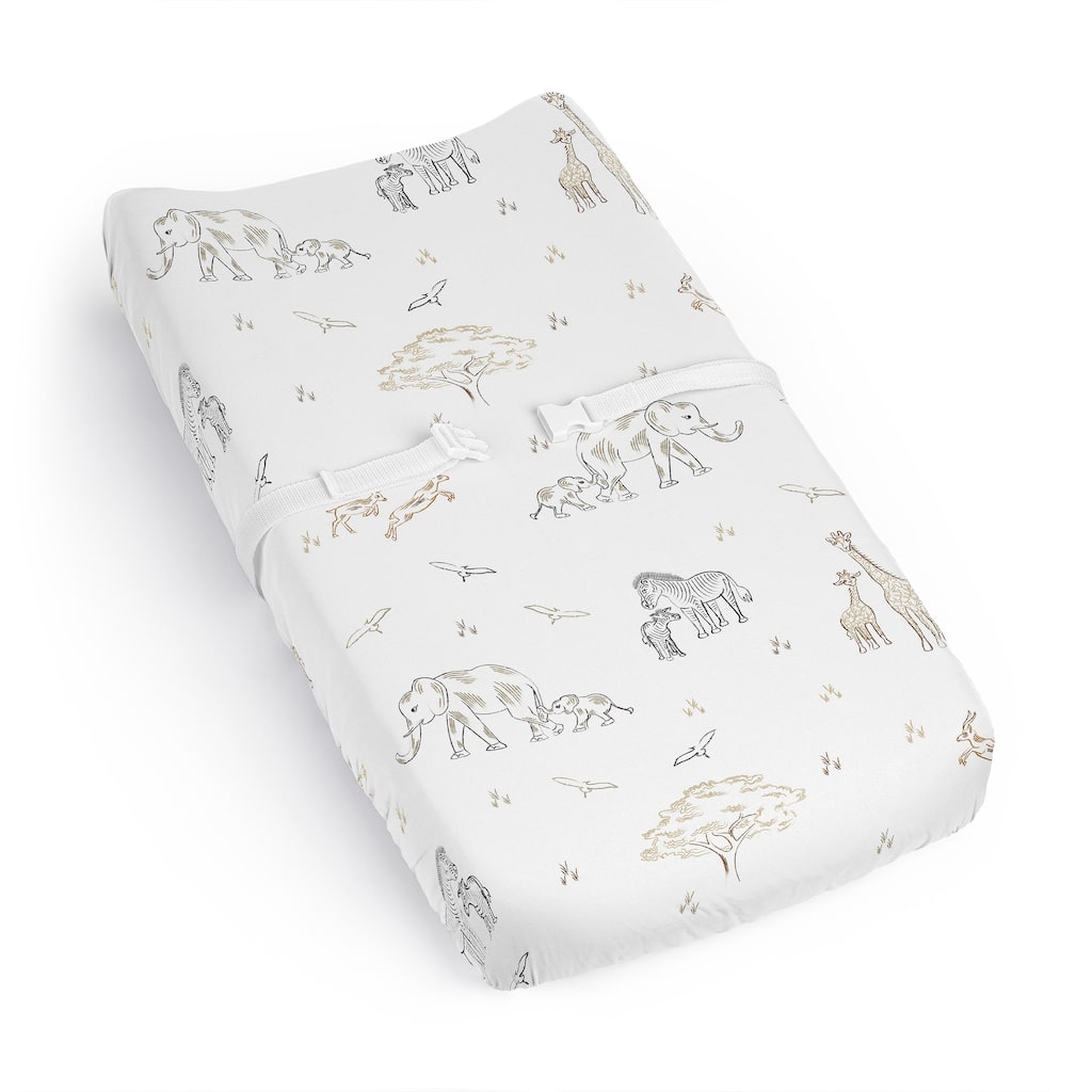 Sweet Jojo Designs Jungle Safari Animals Boy, Girl, Unisex/Gender Neutral Changing Pad Cover Sheet -Zebra Wildlife for Serengeti