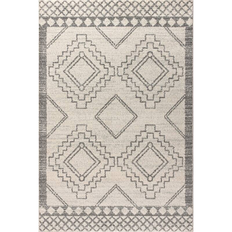 JONATHAN Y Williamsburg Moroccan Beni Souk Area Rug - 3 X 5 - Cream/Gray
