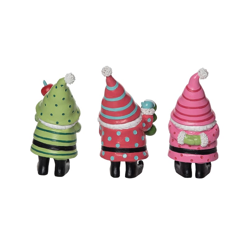 Transpac Resin Bright Gnome Figurine Set of 3 Christmas Home Decorations
