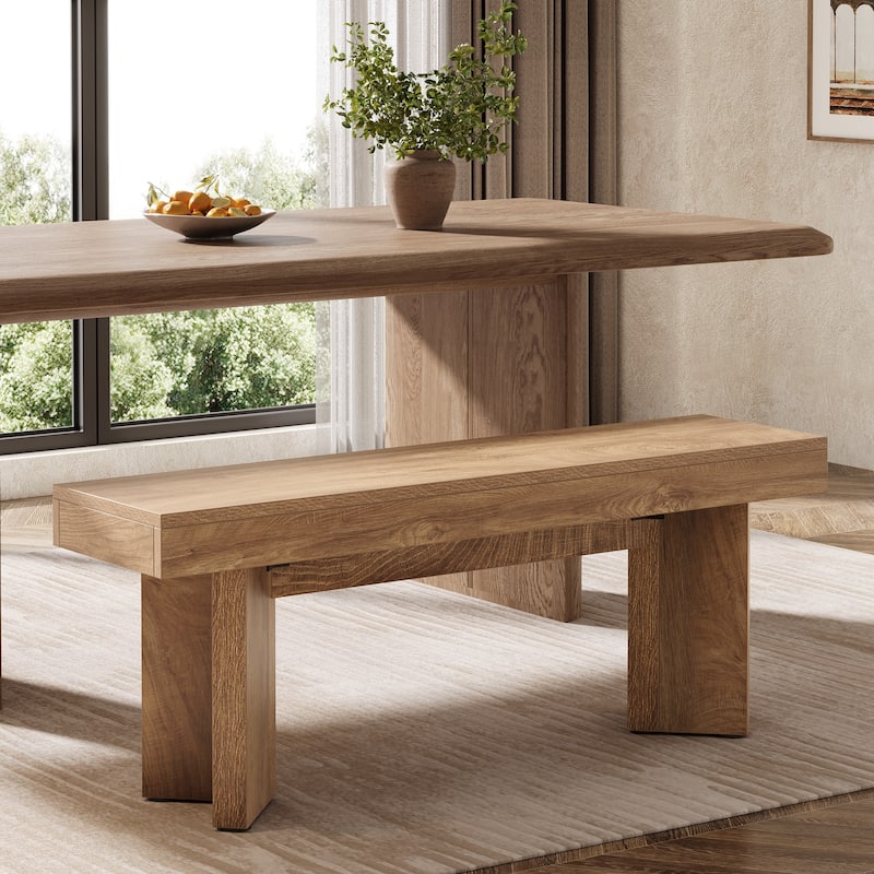 Farmhouse Wooden Dining Bench, 47" Indoor Kitchen Table Bench - Brown