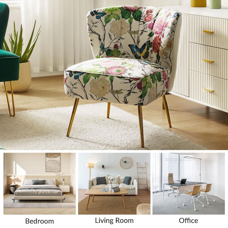 Almira Contemporary Upholstered Armless Side Chair with Tufted Back Set of 2 by HULALA HOME