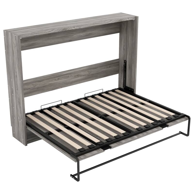 Modern Gray Full Size Murphy Bed with Metal Frame & Pine Slats by Harper&Bright Designs