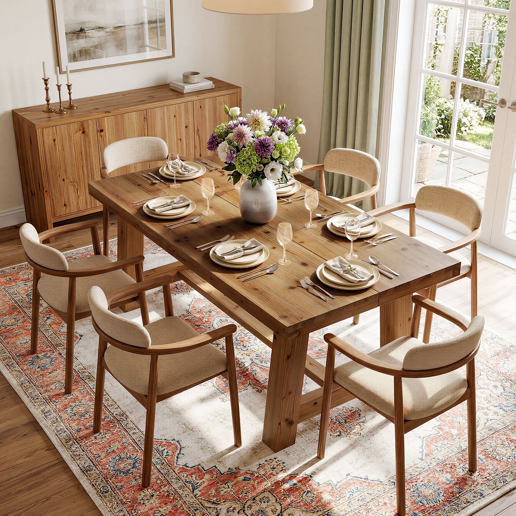 Solid Wood Dining Table, 63-Inch Kitchen Table for 4-6 People