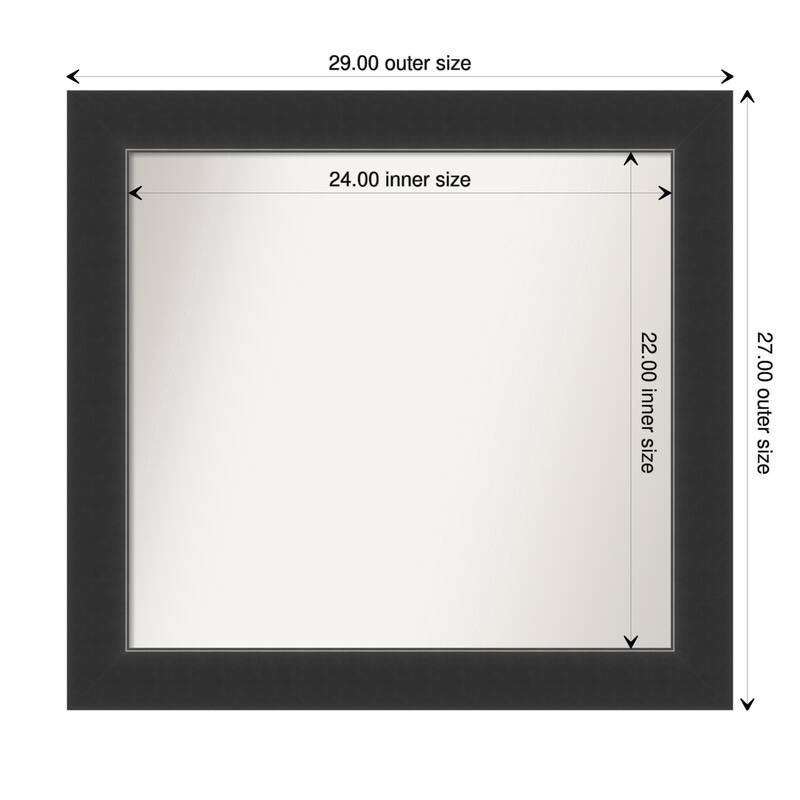 Corvino Black Framed Non-Beveled Custom Wall Mirror, Bathroom Vanity Mirror - Outer Size: 29 x 27