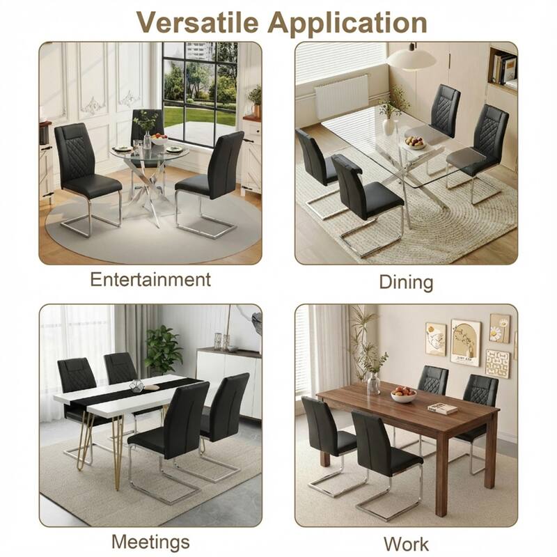 16.9" PU Leather Upholstered High-Back Dining Chairs, Set of 4