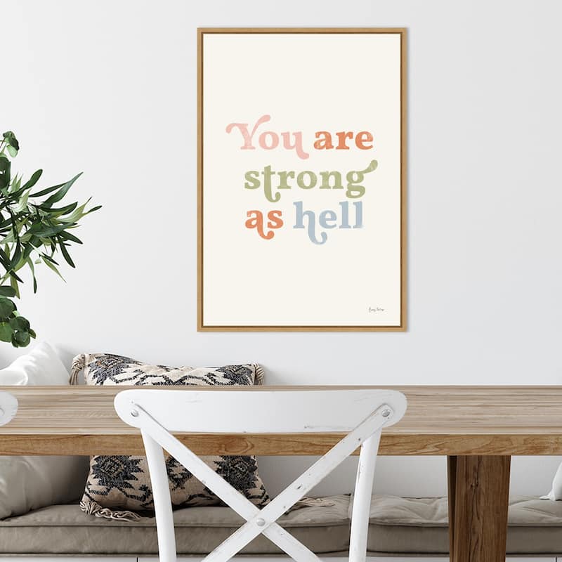 You Are Strong Pastel by Becky Thorns (16 x 23 in.), Framed Canvas Wall Art Print - Sylvie Maple