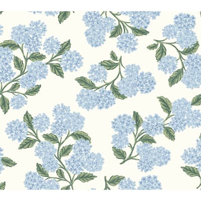 Rifle Paper Co. Hydrangea Blue and White Peel and Stick Wallpaper