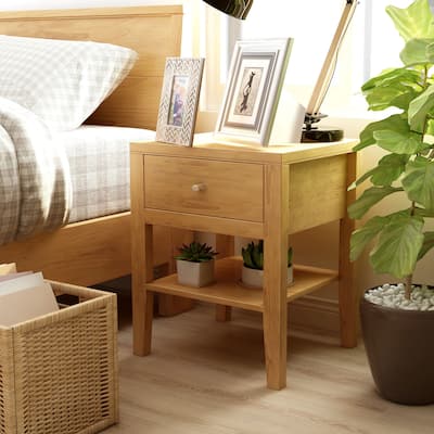 Larc Mid-Century Modern Solid Wood 1-Drawer Nightstand by Furniture of America