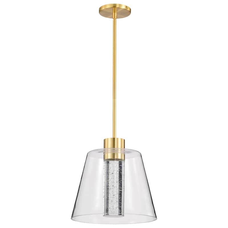 Aura 12 Inch LED Pendant Brushed Brass K9 Bubble Crystal 3000K CCT - Brushed Brass - Brushed Brass
