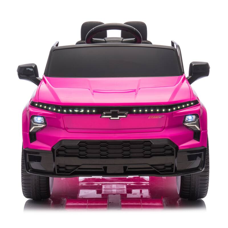 24V Licensed Chevrolet Silverado EV Ride-On Car for Kids with Slow Start, LED Lights, Bluetooth, USB, MP3, and Remote Control