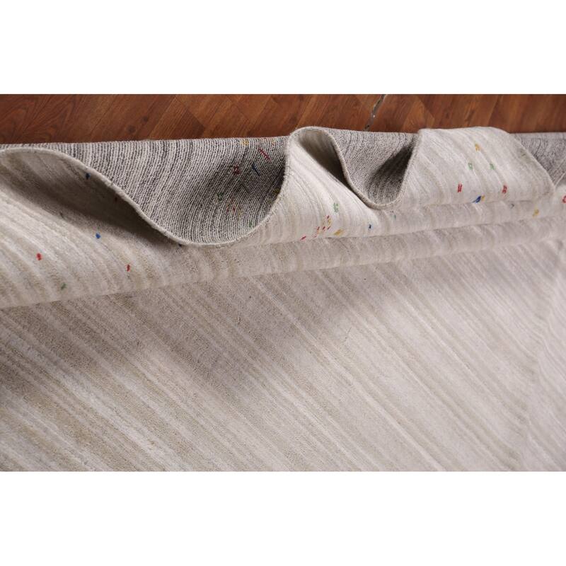 Striped Gabbeh Oriental Area Rug Handmade Silk Carpet - 8'0" x 9'10"