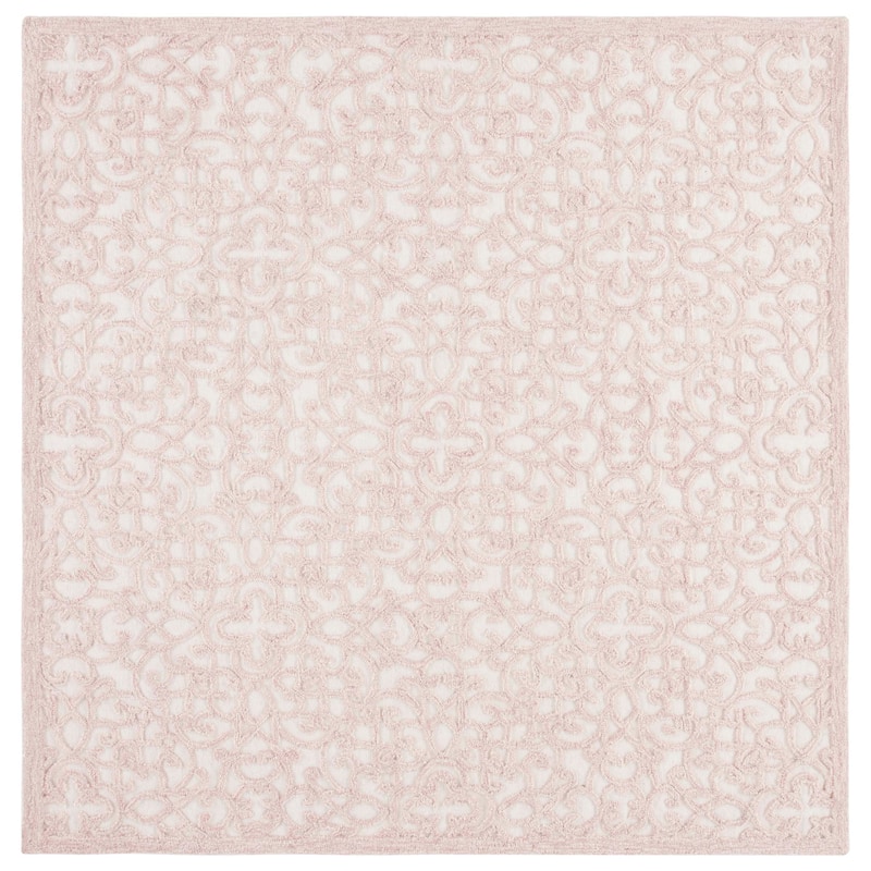 Martha Stewart by SAFAVIEH Handmade Siegharda Wool Rug - 6' Square - Ivory/Pink