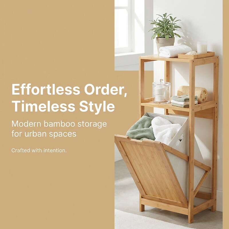 Tilt-Out Laundry Cabinet with Removable Hamper - 14.4"L x 13"W x 38.8"H