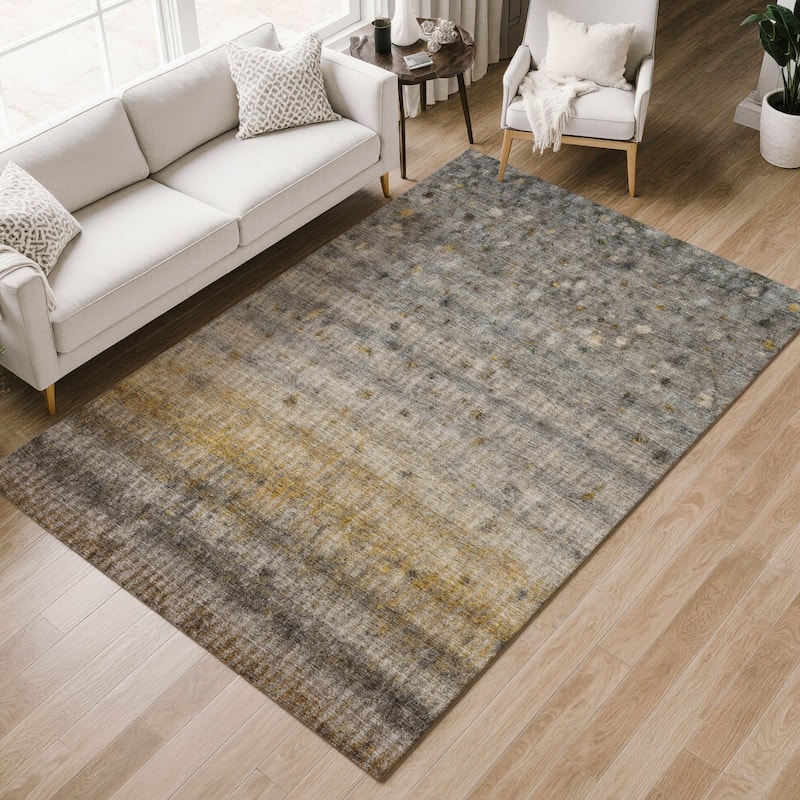 Machine Washable Indoor/ Outdoor Ombre Stripes Chantille Rug
