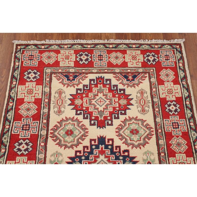 Kazak Accent Rug Handmade Oriental Foyer Wool Carpet - 2'10" x 4'2"