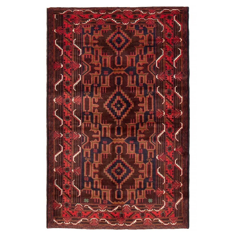 Teimani Brown, Red Rug 3'11" x 6'4" - 3'11 x 6'4 - Brown/ Red - 3'11 x 6'4