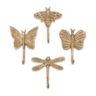 Dragonfly Antique Gold Wall Hook Set