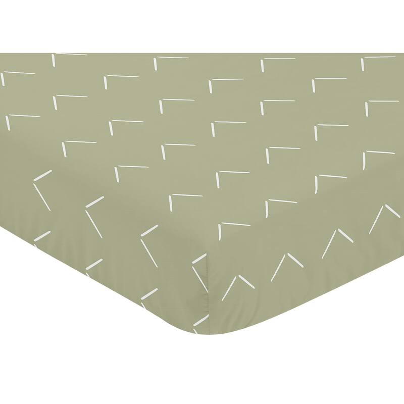 Sage Green Boho Arrow Boy Girl Fitted Crib Sheet White Bohemian Tribal Southwest Chevron Geometric Herringbone Neutral Woodland