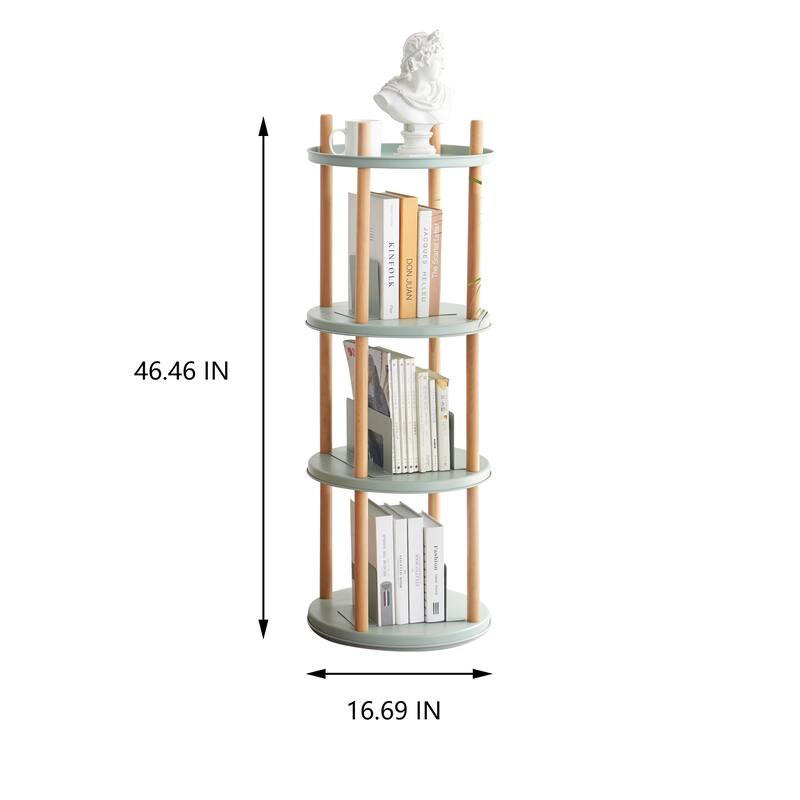 4 Tier 360° Rotating Bookshelf, Compact Design, Standing Shelf