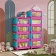 preview thumbnail 4 of 12, 20"Side Wide Folding Storage Cabinet,4 Tiers,Collapsible Storage Bins with Magnetic Door, Plastic Storage Cabinet with Wheels