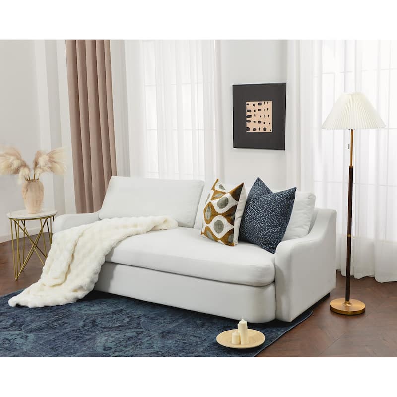 KINWELL 3-Seater Linen Upholstered Deep Seat Sofa with Flippable Cushions, 90"W