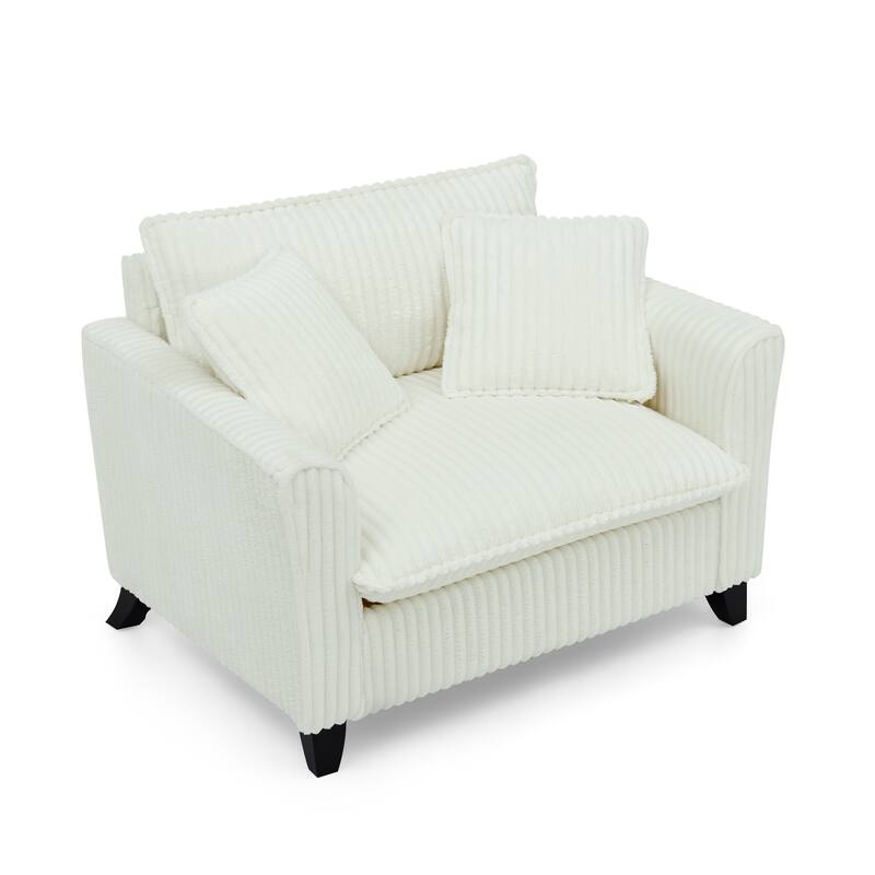 Lazy Sofa Chair Corduroy Accent Chair Deep Seat Upholstered Lounge Chair