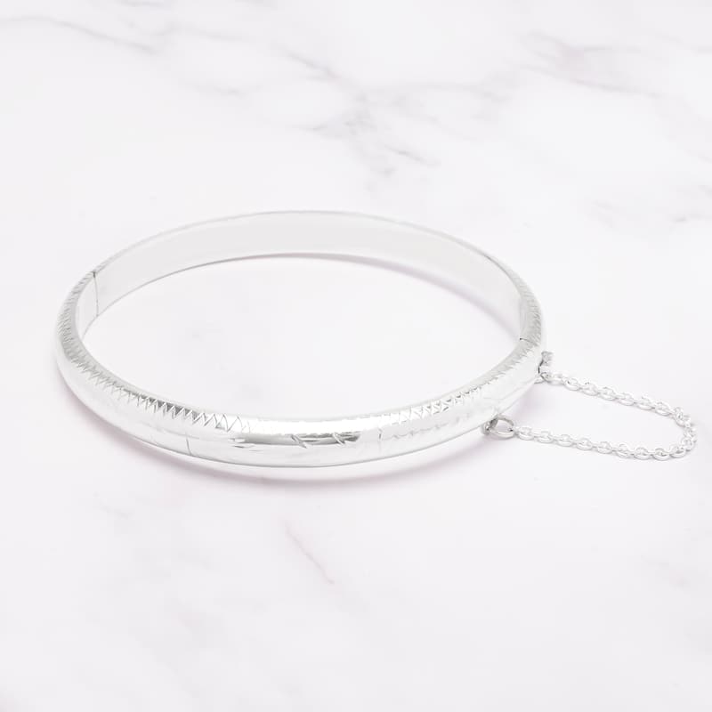 Victoria Townsend .925 Sterling Silver Zig Zag Bangle Bracelet