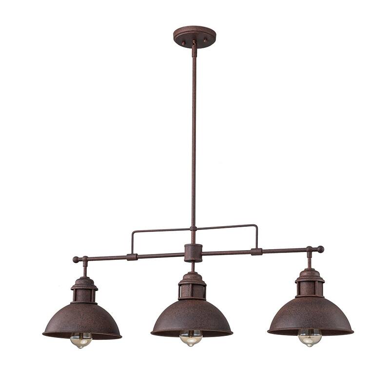 Industrial 3-Light Dome Kitchen Island Pendant - Brushed Black Grey