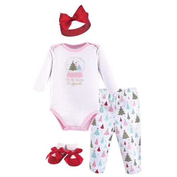 slide 1 of 1, Hudson Baby Infant Girl Holiday Box Set, Sparkle Trees, 0-6 Months - Sparkle Trees 0-6 Months - Sparkle Trees