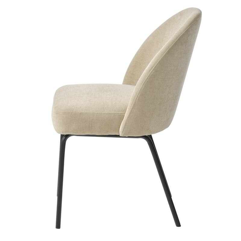 Rye Studio Chenille Chairs with Black Steel Legs, Set of 2