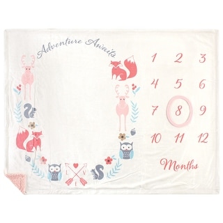 Hudson Baby Infant Girl Plush Holiday and Milestone Blanket, Girl Adventure Awaits, One Size - Girl Adventure Awaits - One Size