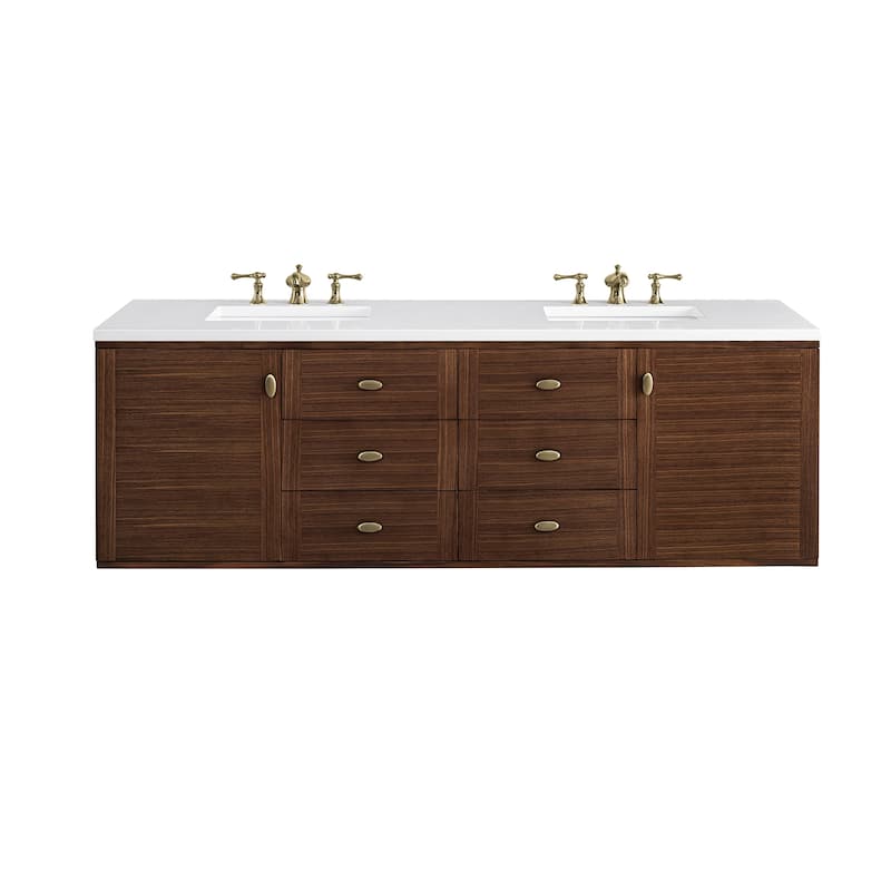 James Martin Vanities Amberly 72" Double Vanity, Mid-Century Walnut