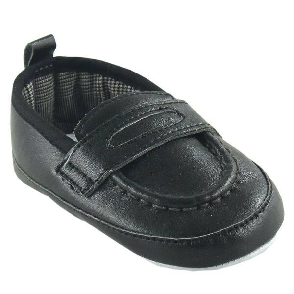 slide 1 of 1, Luvable Friends Baby Boy Crib Shoes, Black Slip On 0-6 Months - Black Slip On