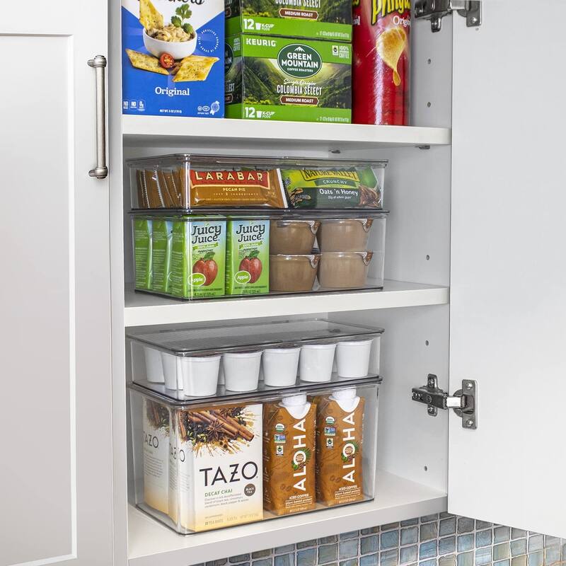 2-Pack Organizer bin with Lids, Kitchen Pantry & Fridge Food Storage Containers
