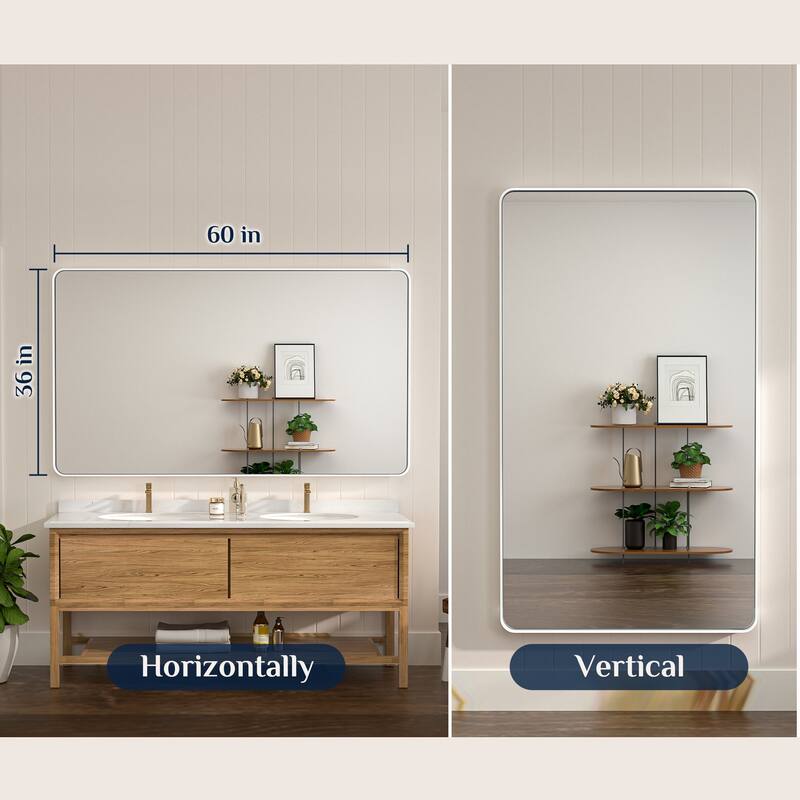 Keonjinn Rectangular Modern Aluminum Framed Bathroom Vanity Mirror, White
