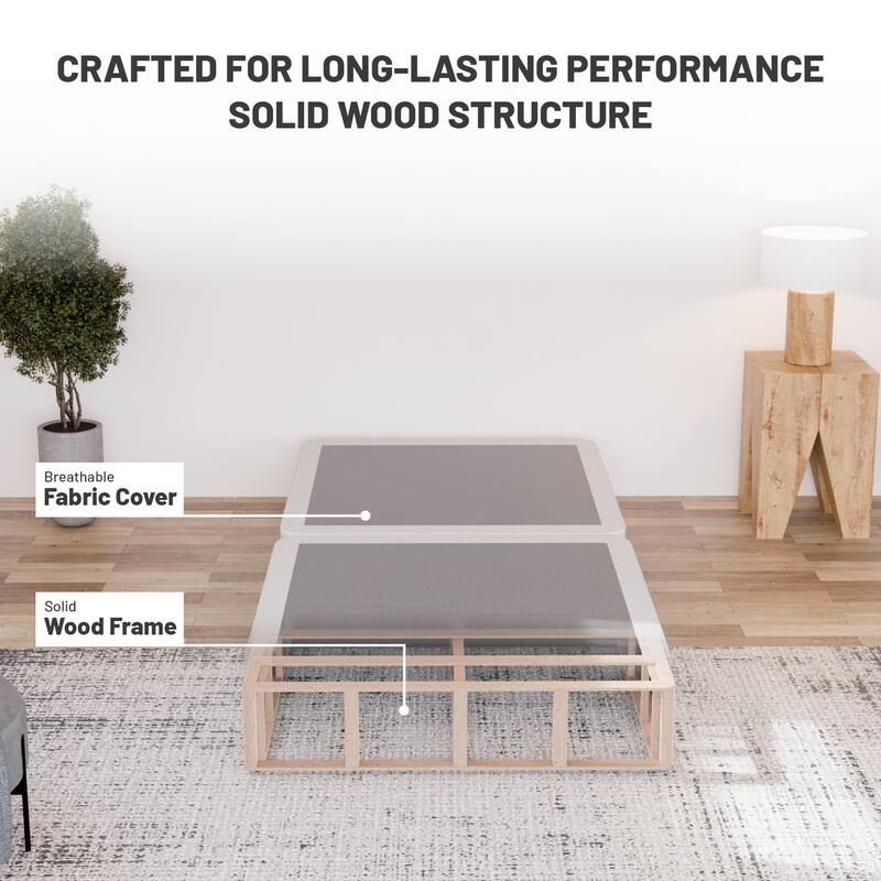 Onetan 8-Inch & 4-Inch Wooden Box Spring/Foundation Ideal for Mattress, No Assembly Needed, White.